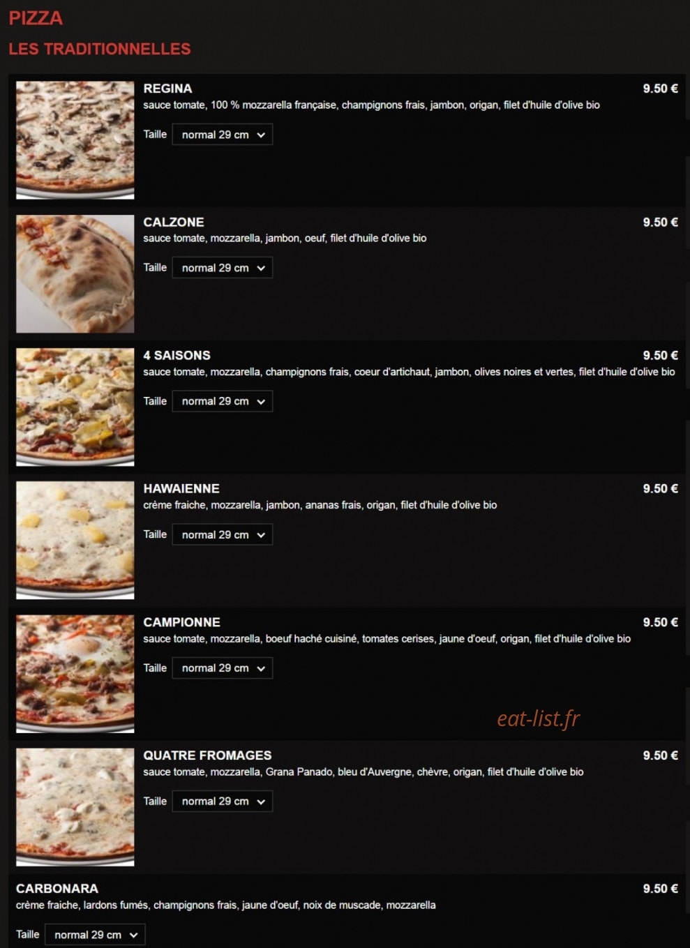 Pizzeria Carnot — carte page 4