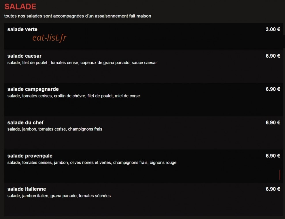 Pizzeria Carnot — carte page 9