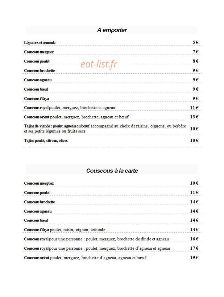 Saveurs d' Orient — carte page 1