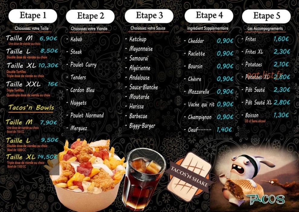 Tacos'n Shake — carte page 6