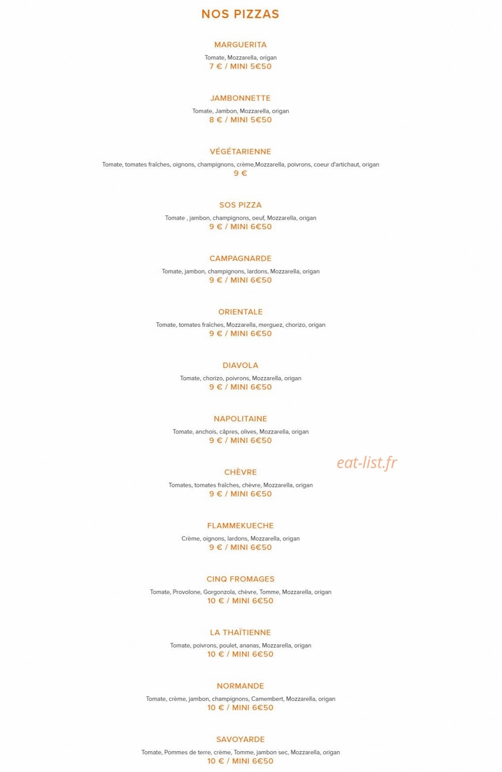Pili Pizza — carte page 1