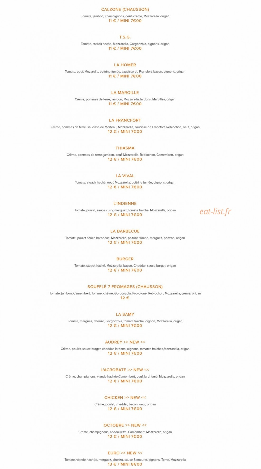 Pili Pizza — carte page 3