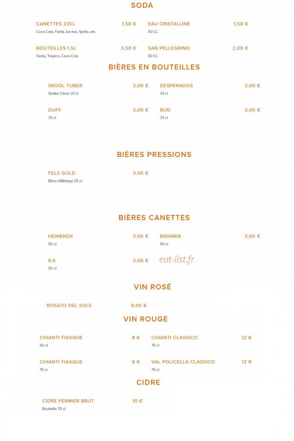Pili Pizza — carte page 8