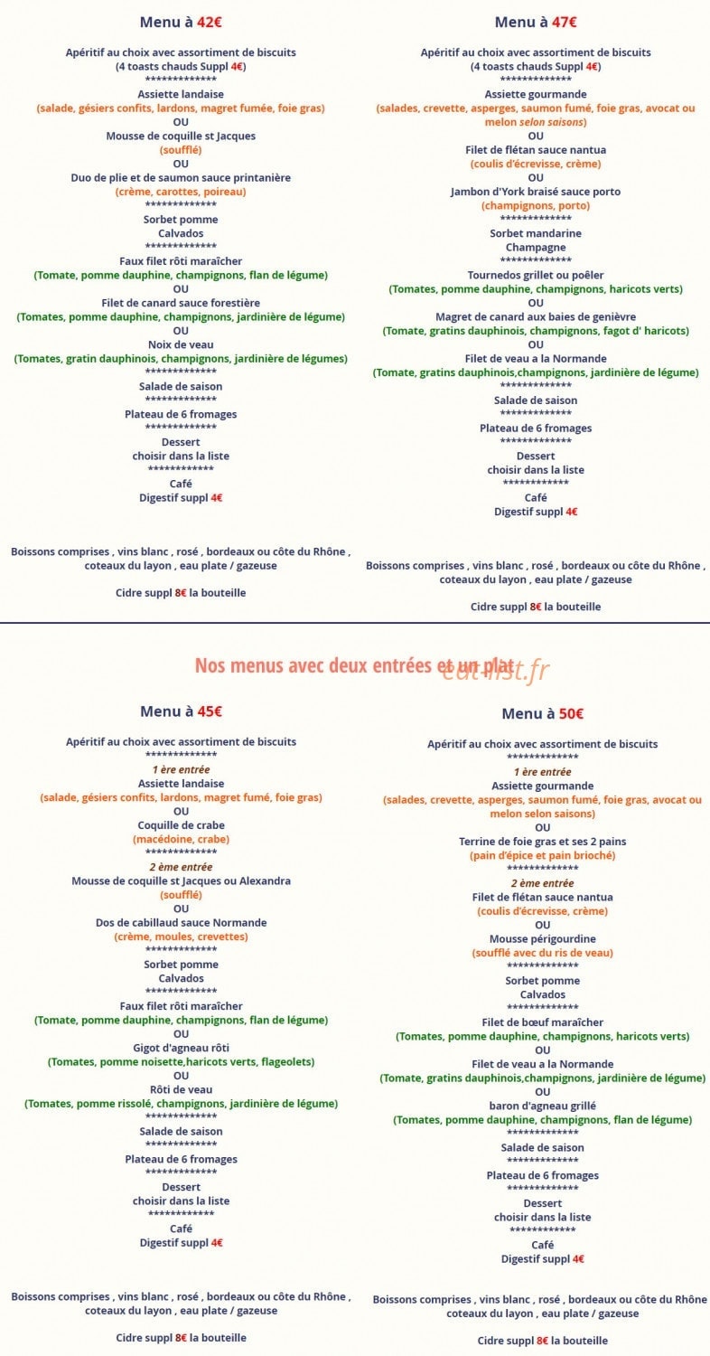 Restaurant de Bolleville — carte page 2
