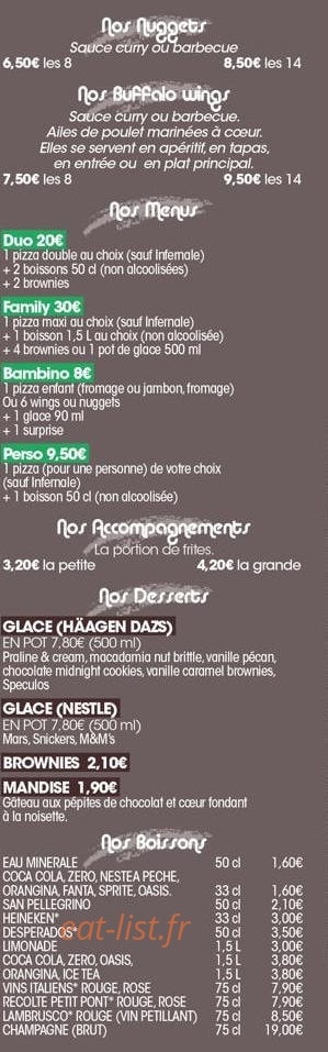 Dominute Pizza — carte page 2