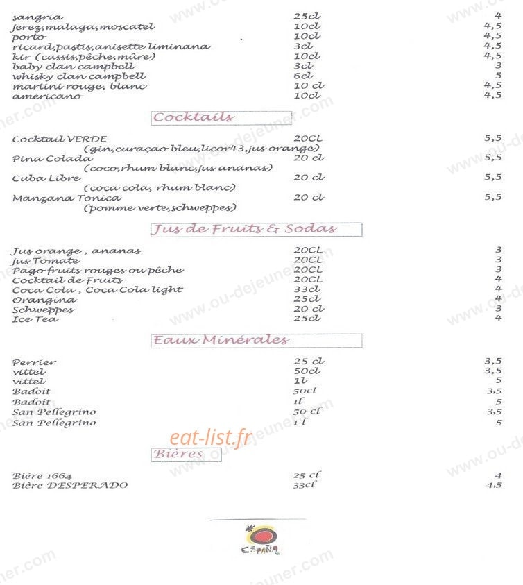 La Sangria — carte page 5