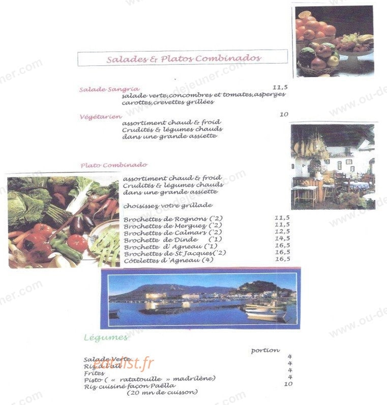La Sangria — carte page 1