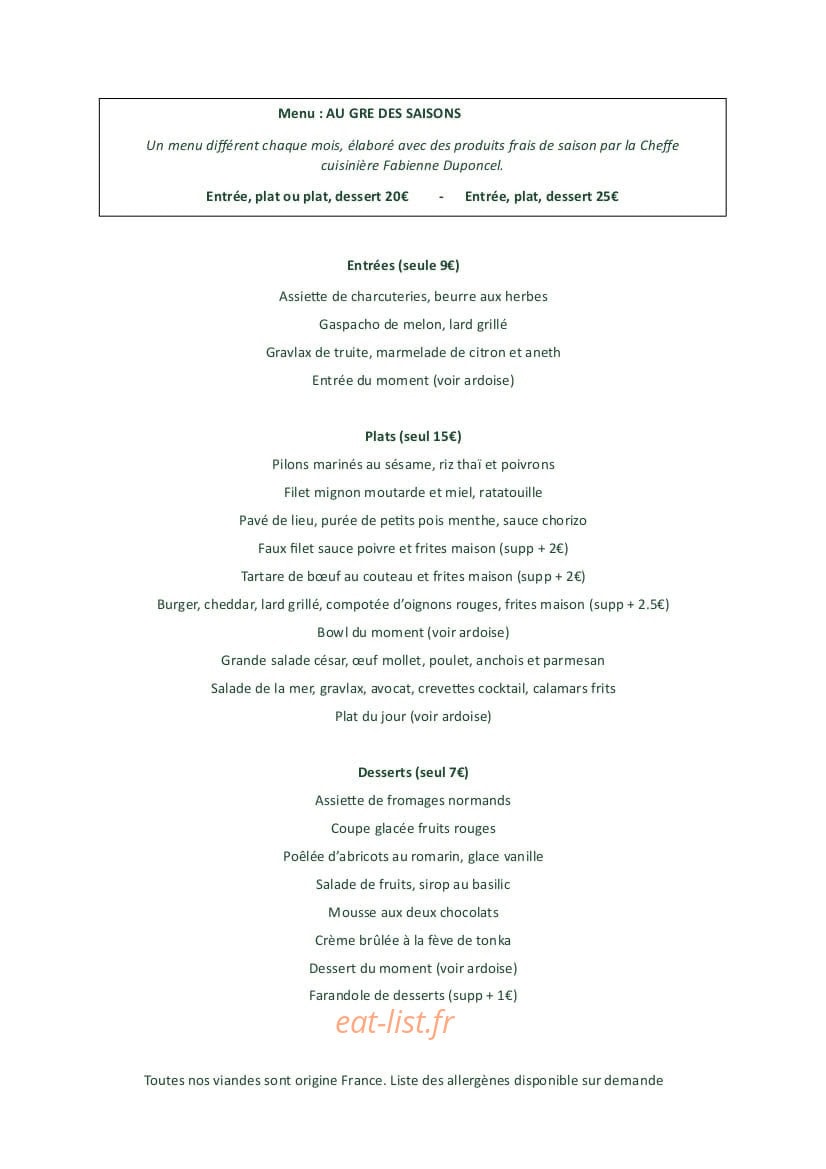 Le Green club — carte page 1