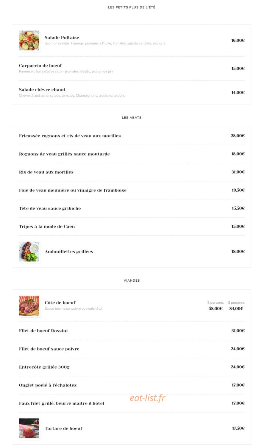 Le P'tit Veau d'Or — carte page 2