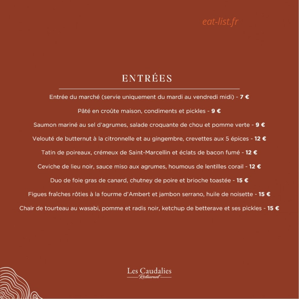 Carte et menu de Les Caudalies à Bois Guillaume — page 6