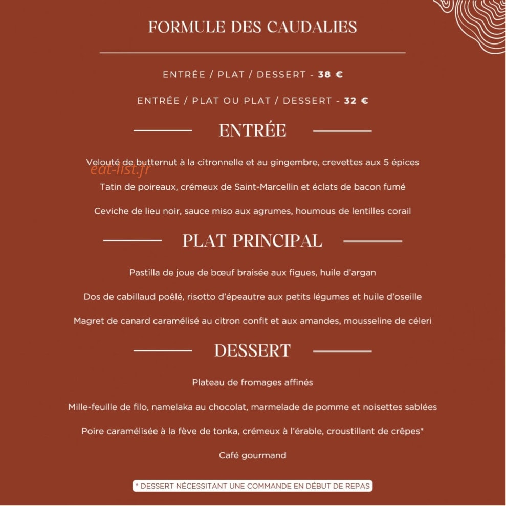Carte et menu de Les Caudalies à Bois Guillaume — page 3
