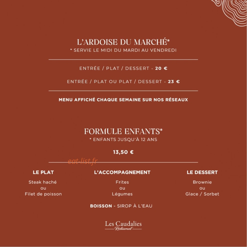 Carte et menu de Les Caudalies à Bois Guillaume — page 5