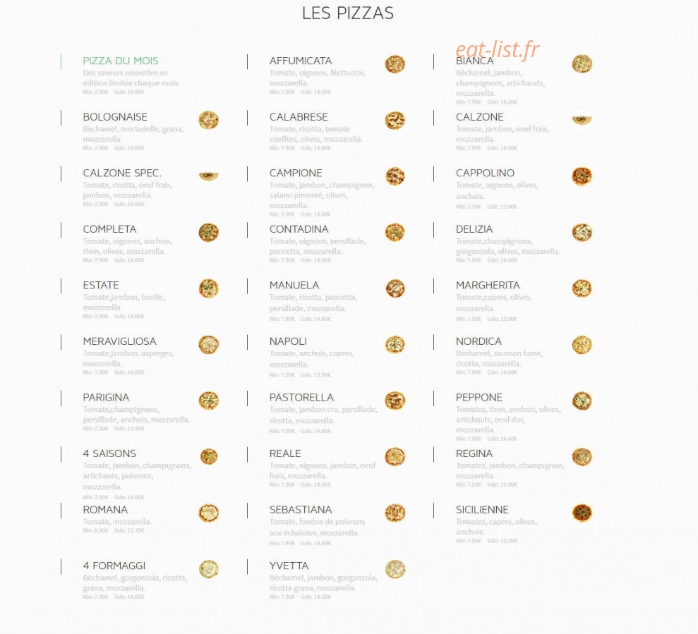 Aux Gourmets d'Italie — carte page 1