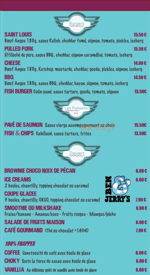 Saint Louis Diner — carte page 2