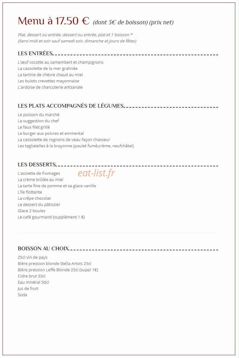 La grillade — carte page 1