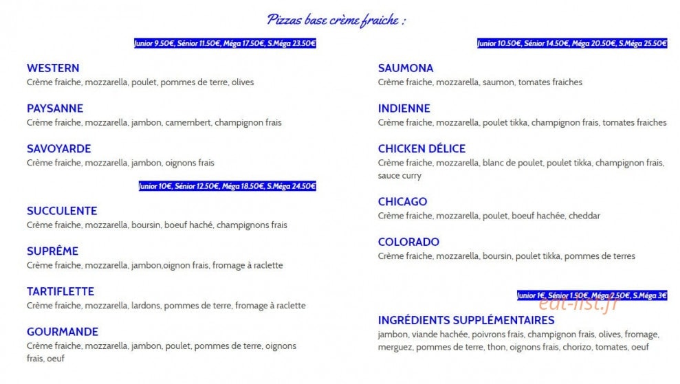 Peps Pizza — carte page 2