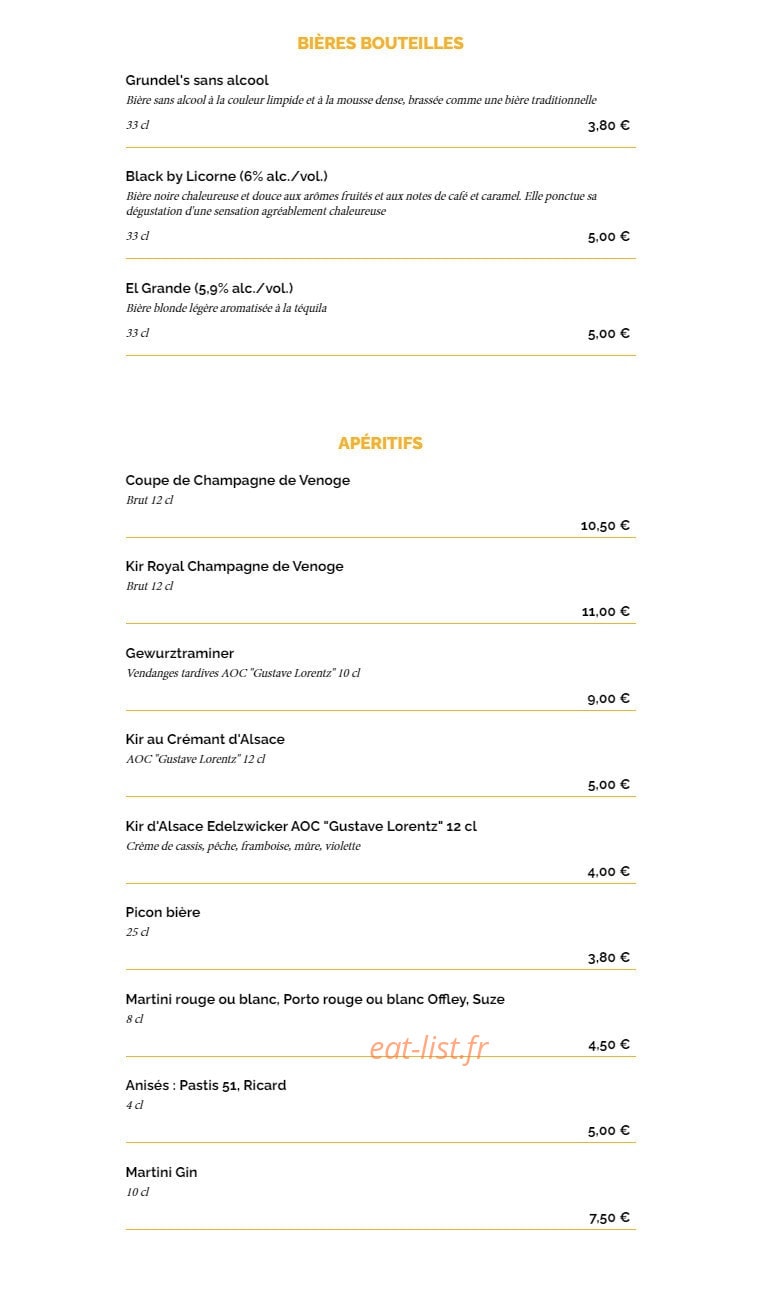 La Taverne — carte page 14