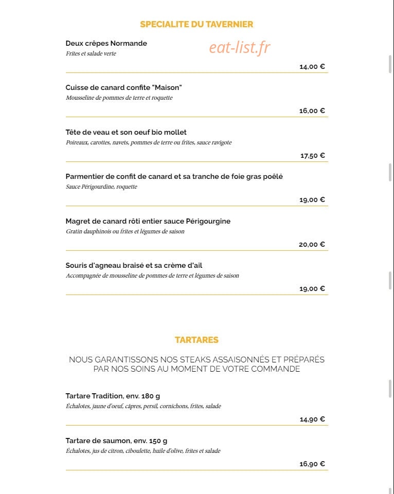 La Taverne — carte page 7