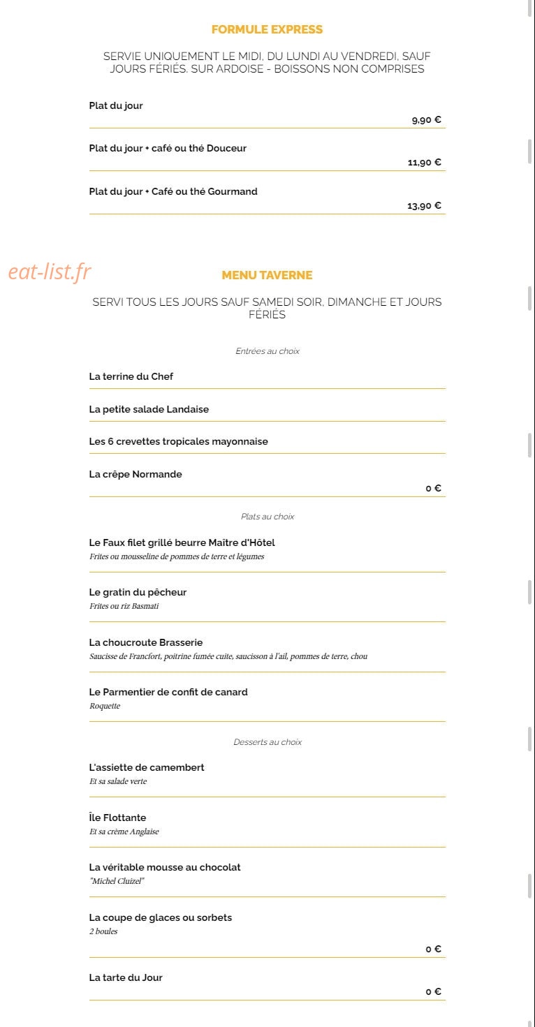 La Taverne — carte page 8