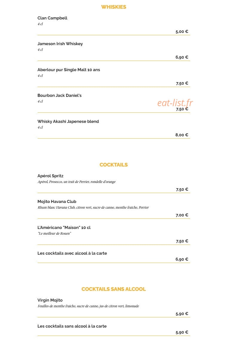 La Taverne — carte page 15
