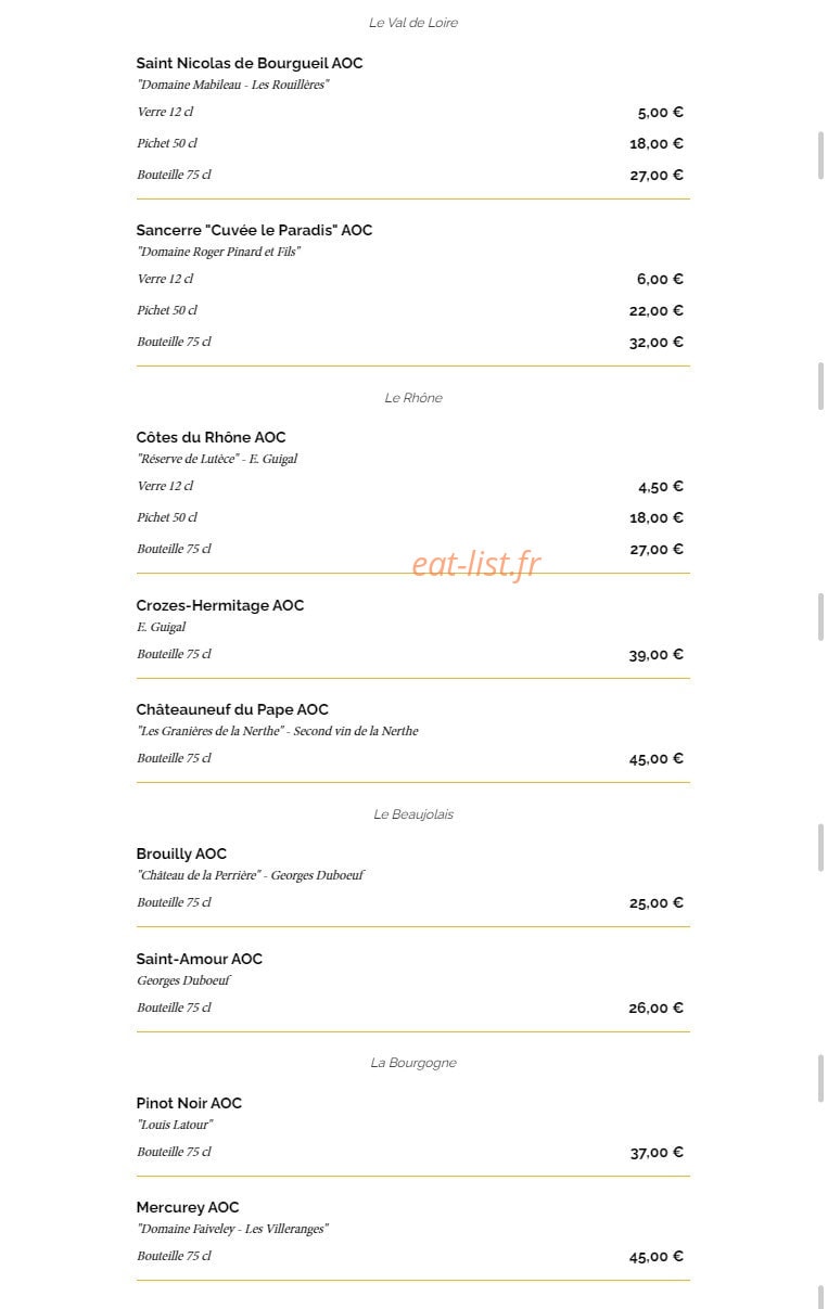 La Taverne — carte page 19