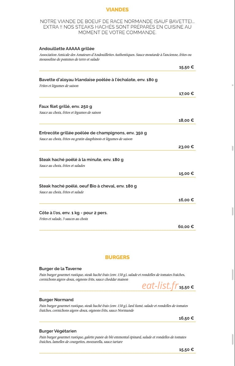 La Taverne — carte page 6