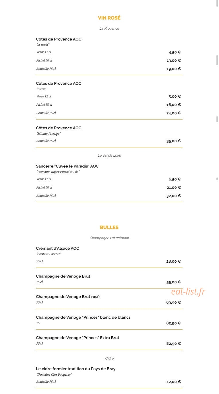 La Taverne — carte page 20