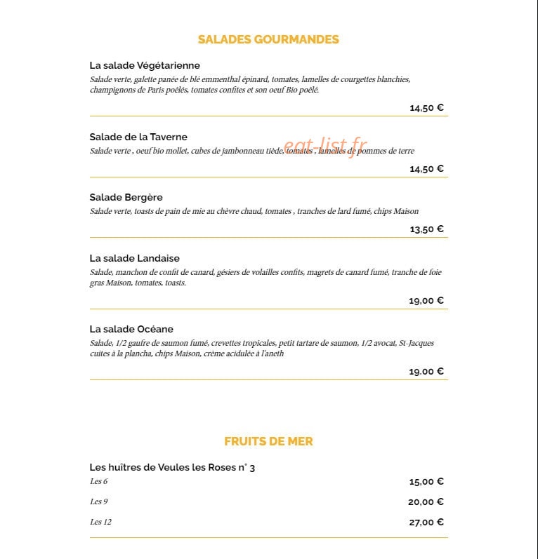 La Taverne — carte page 3