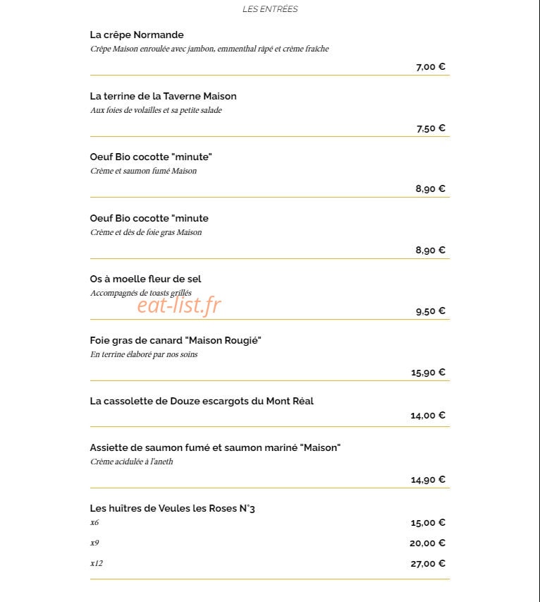 La Taverne — carte page 2