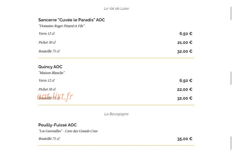 La Taverne — carte page 17