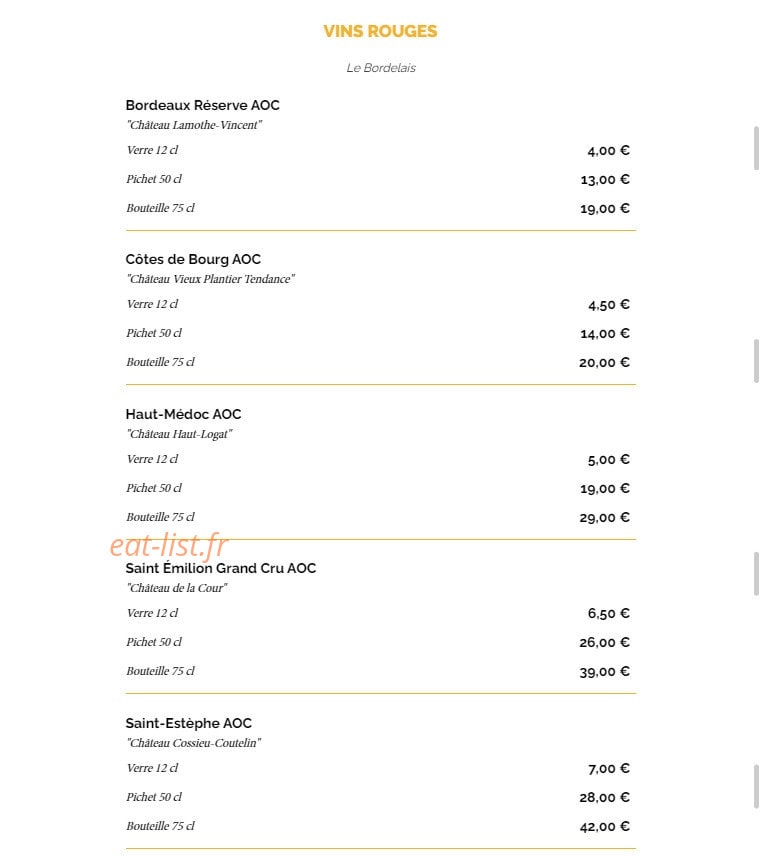 La Taverne — carte page 18
