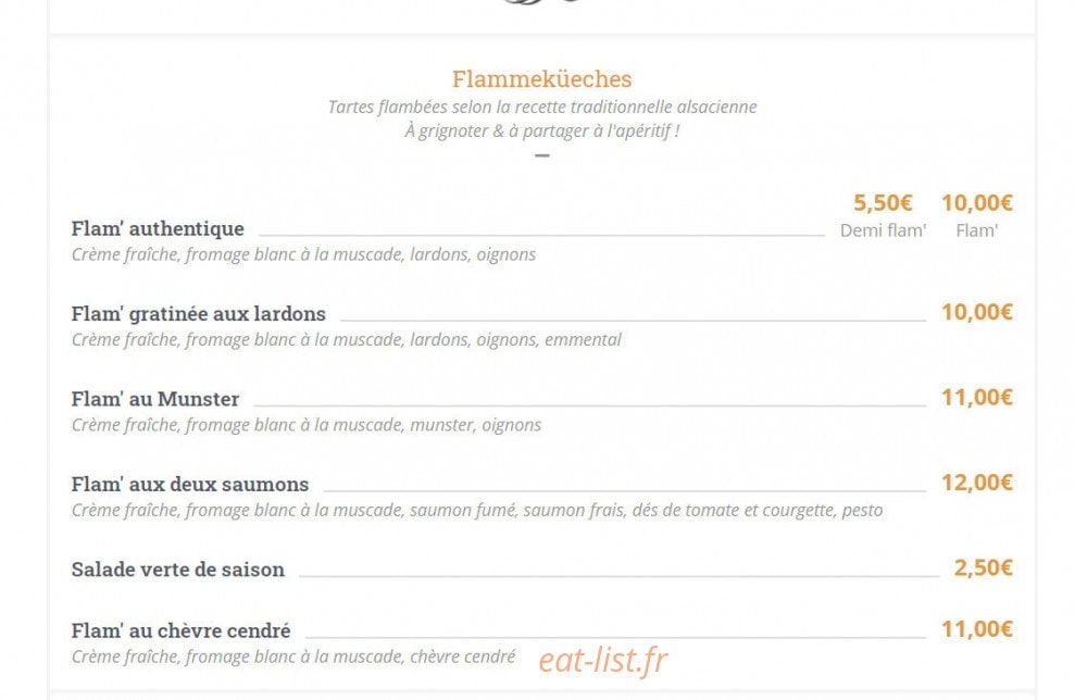 Carte et menu de Les Relais d'Alsace Taverne Karlsbrau à Bonsecours — FlammekÜches