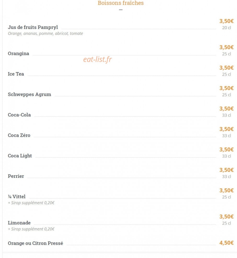 Carte et menu de Les Relais d'Alsace Taverne Karlsbrau à Bonsecours — Boissons fraiche