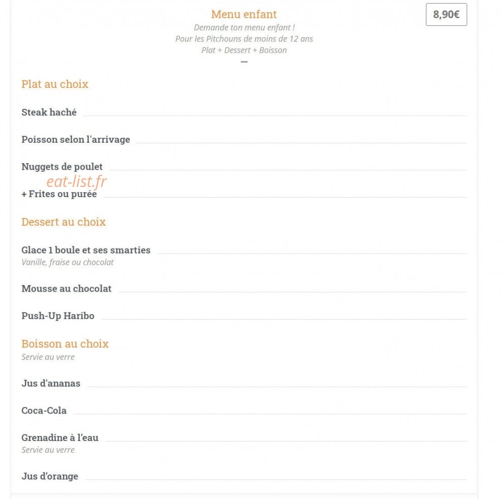 Carte et menu de Les Relais d'Alsace Taverne Karlsbrau à Bonsecours — Menu enfant