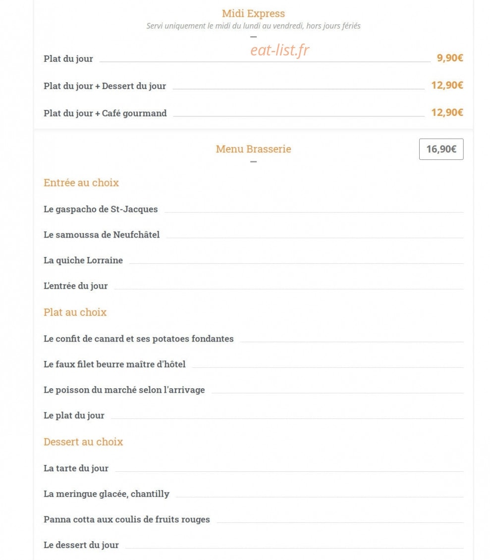 Carte et menu de Les Relais d'Alsace Taverne Karlsbrau à Bonsecours — Menu brasserie