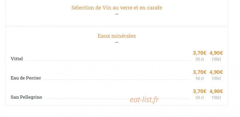 Carte et menu de Les Relais d'Alsace Taverne Karlsbrau à Bonsecours — Eau minérales