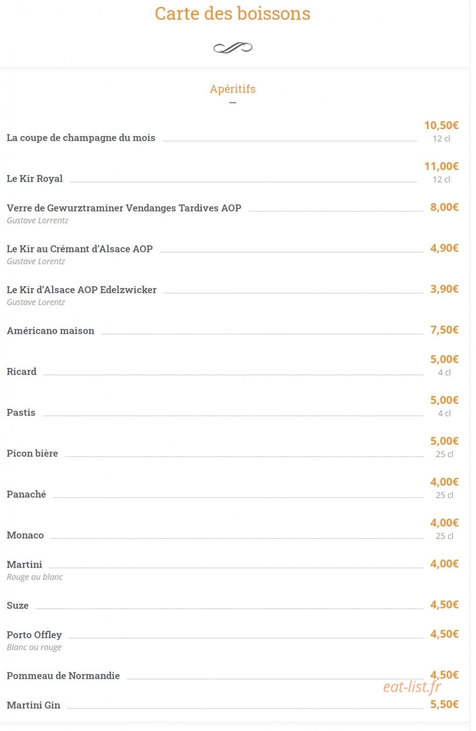 Carte et menu de Les Relais d'Alsace Taverne Karlsbrau à Bonsecours — Les boissons
