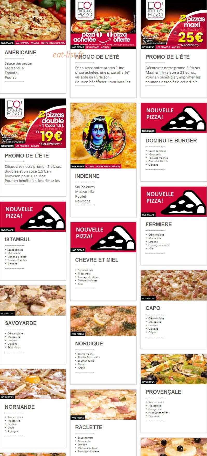 Dominute Pizza — carte page 1