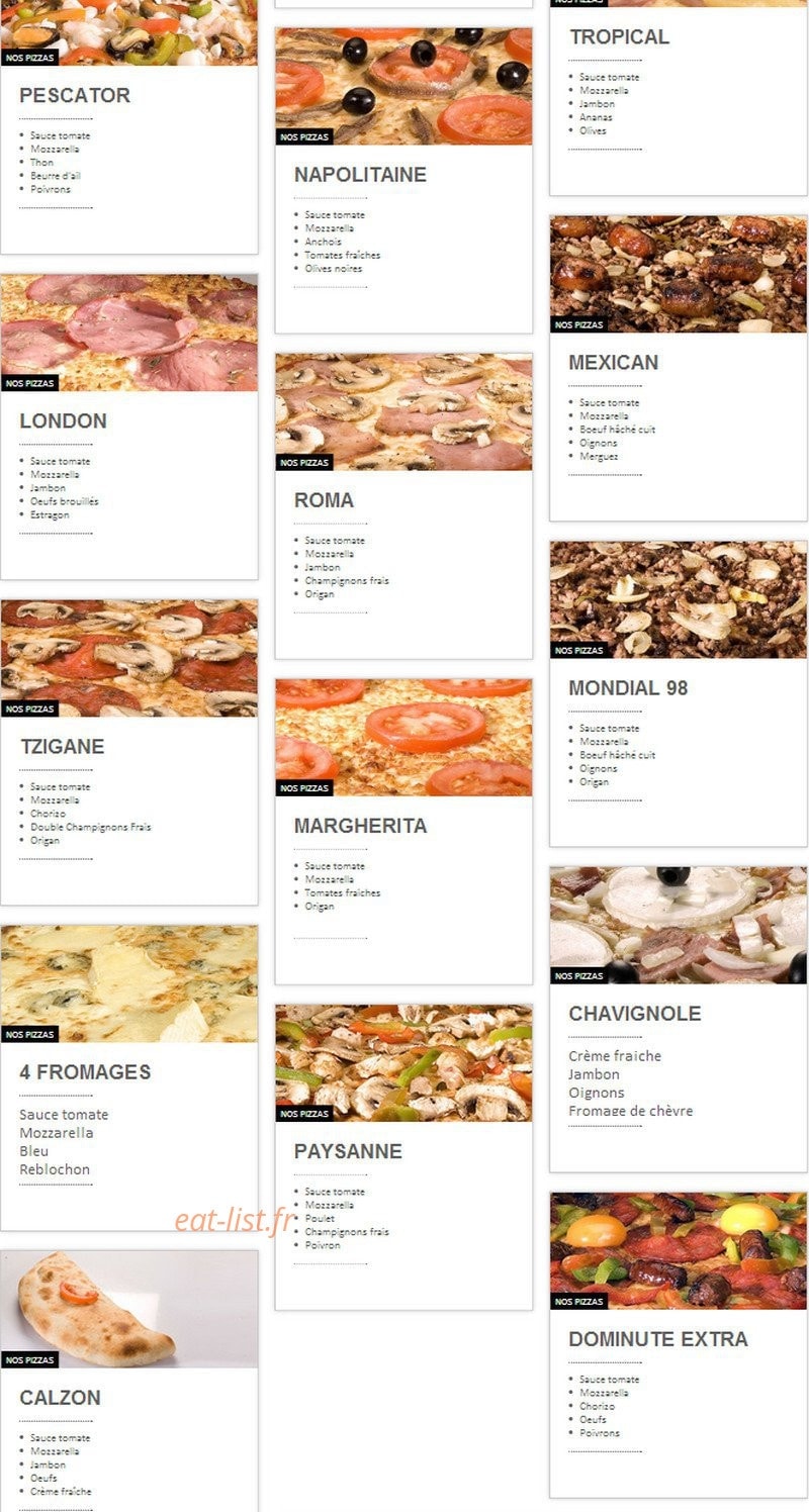 Dominute Pizza — carte page 2