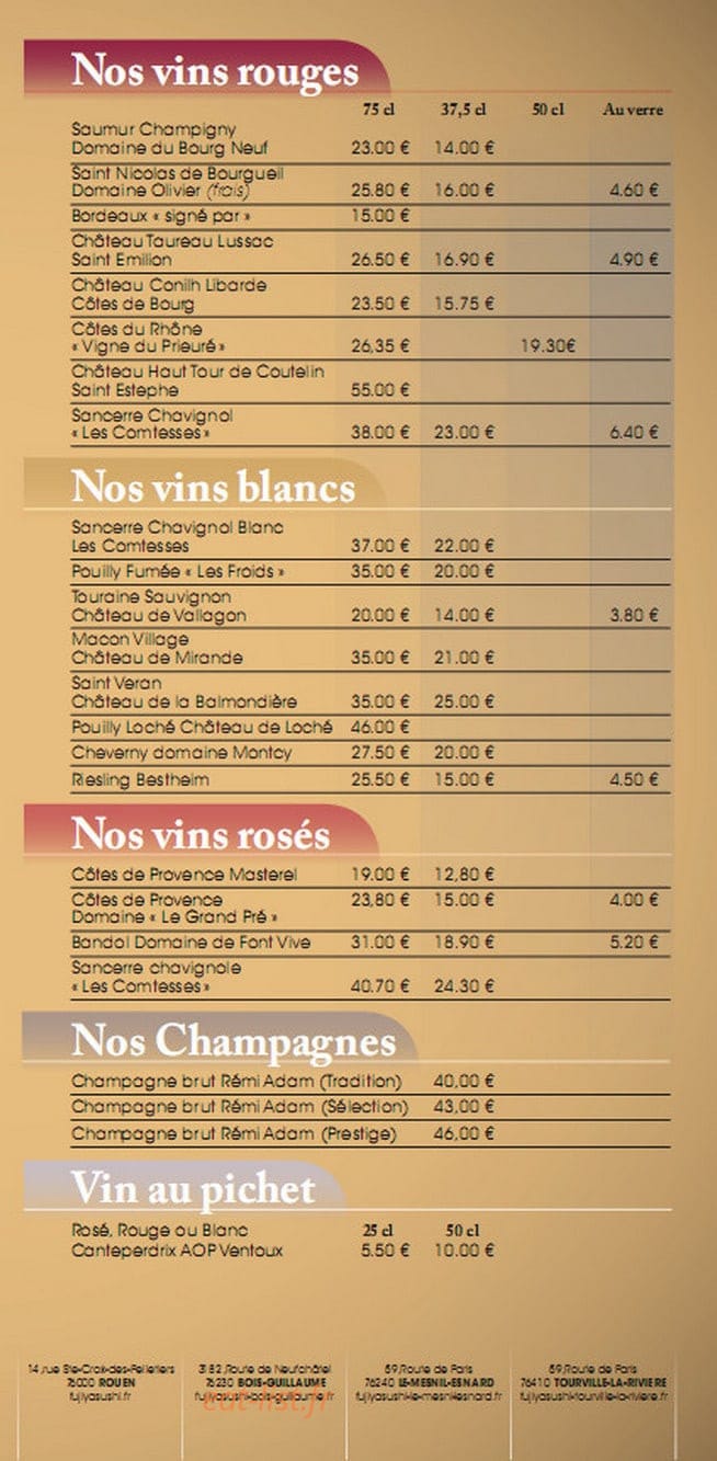 Fujiya Sushi — carte page 3