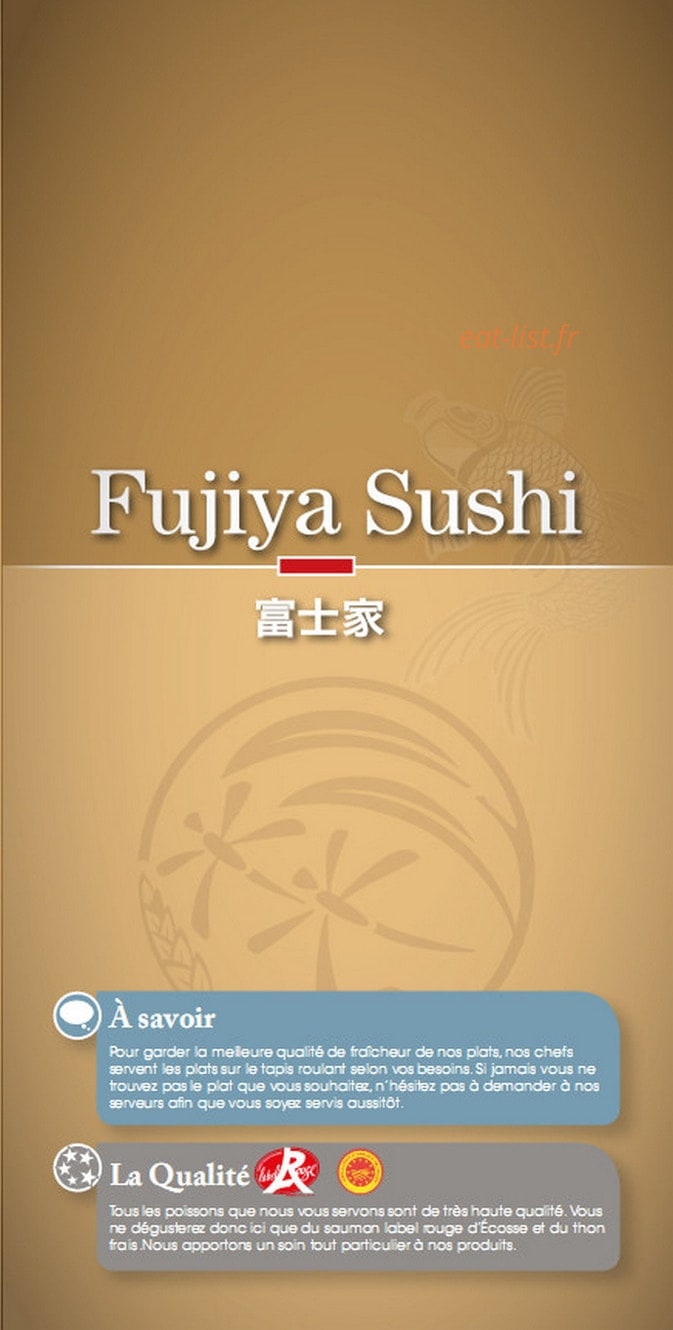 Fujiya Sushi — carte page 1
