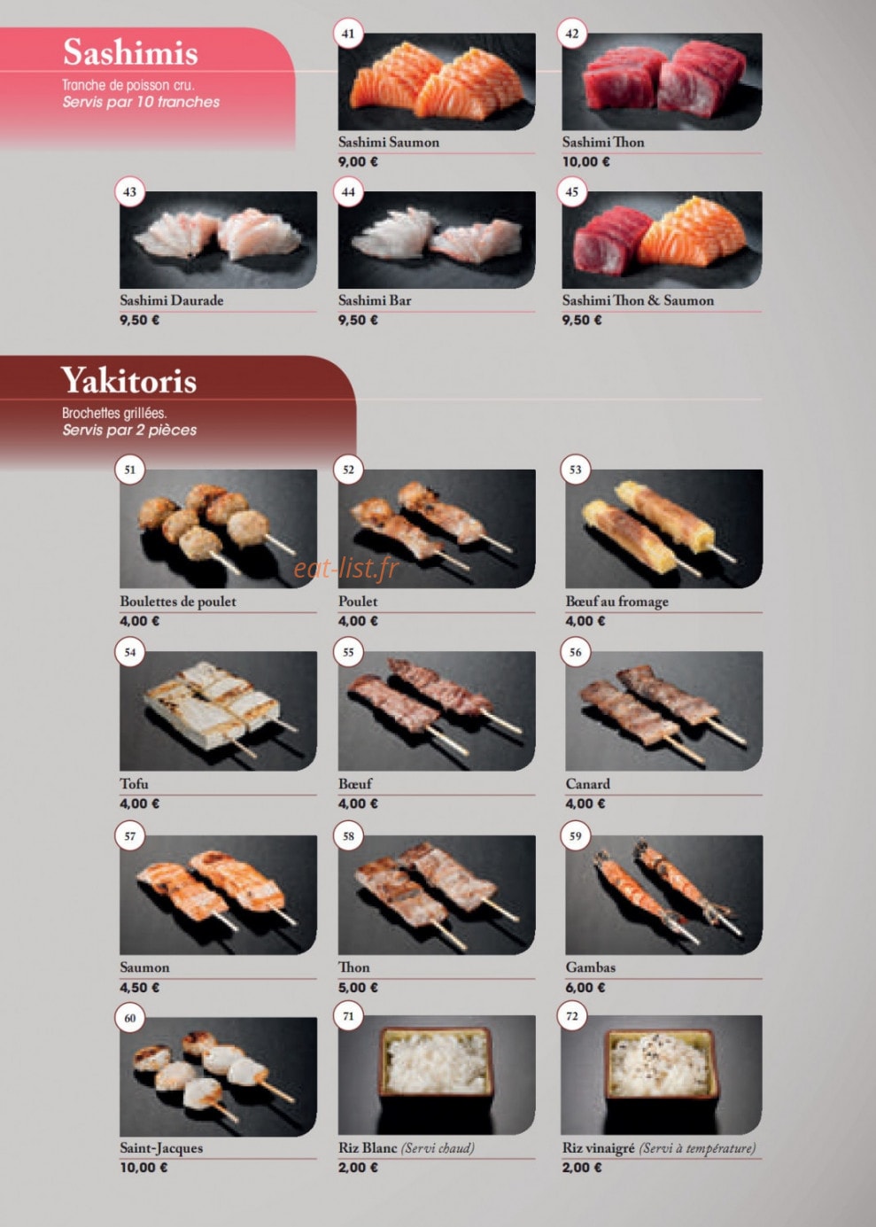 Fujiya Sushi — carte page 9