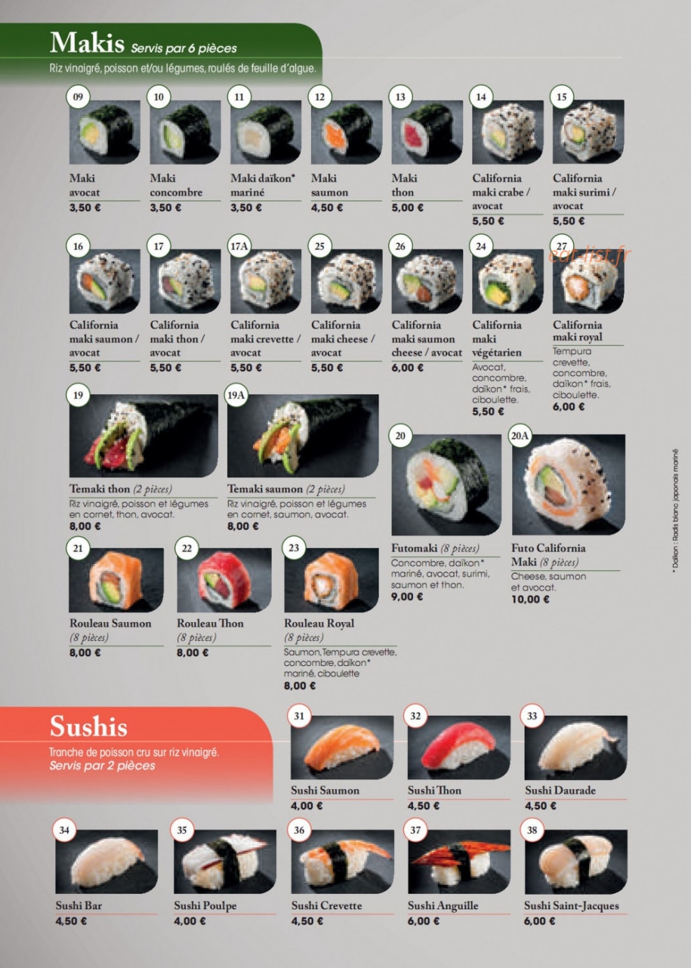 Fujiya Sushi — carte page 8