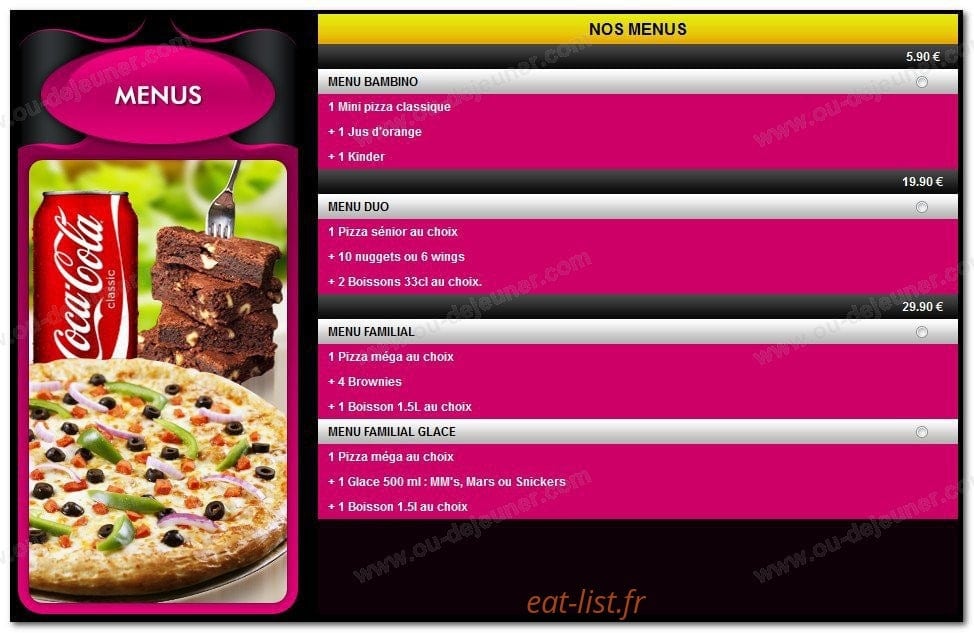 Croosty Pizza — carte page 1