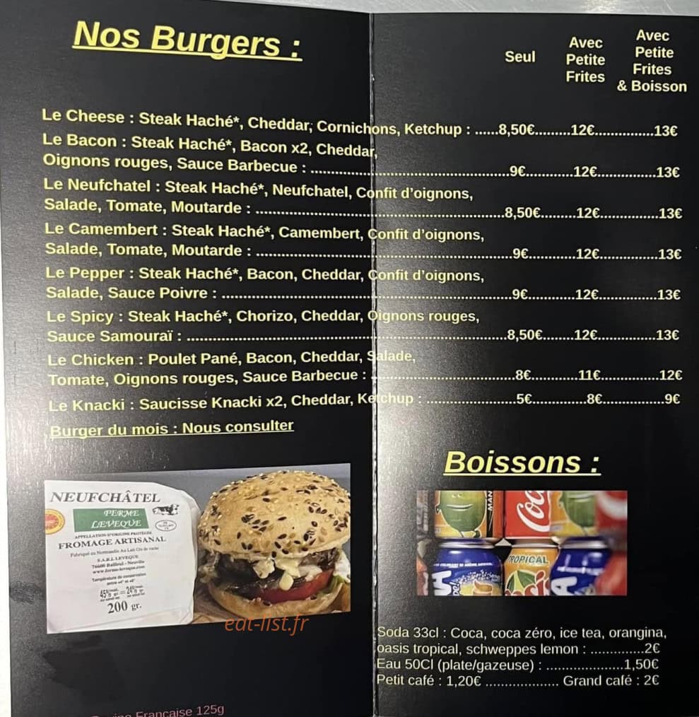 La grange à frites — carte page 2