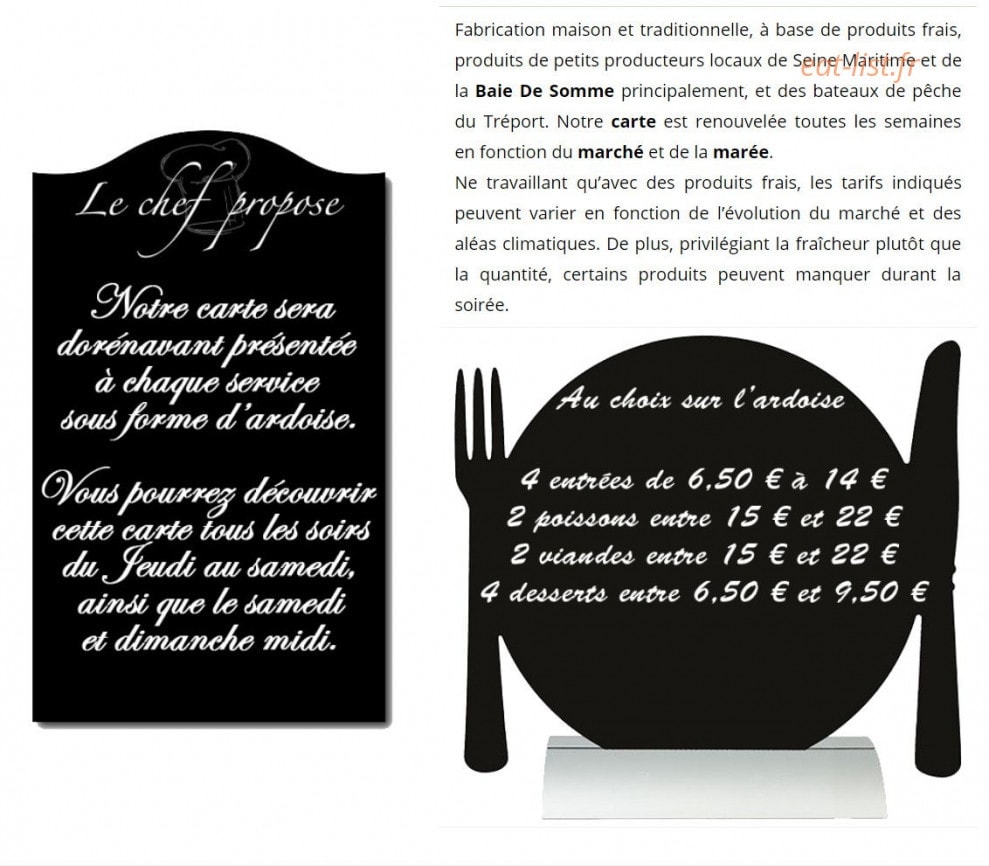 Restaurant le College — carte page 1
