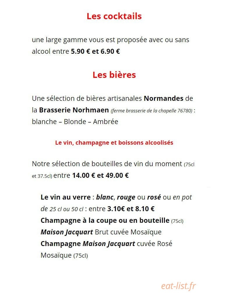 Restaurant le College — carte page 3
