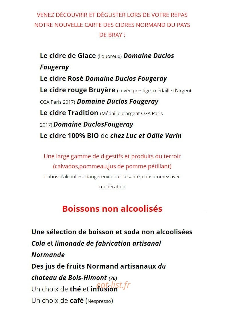 Restaurant le College — carte page 4