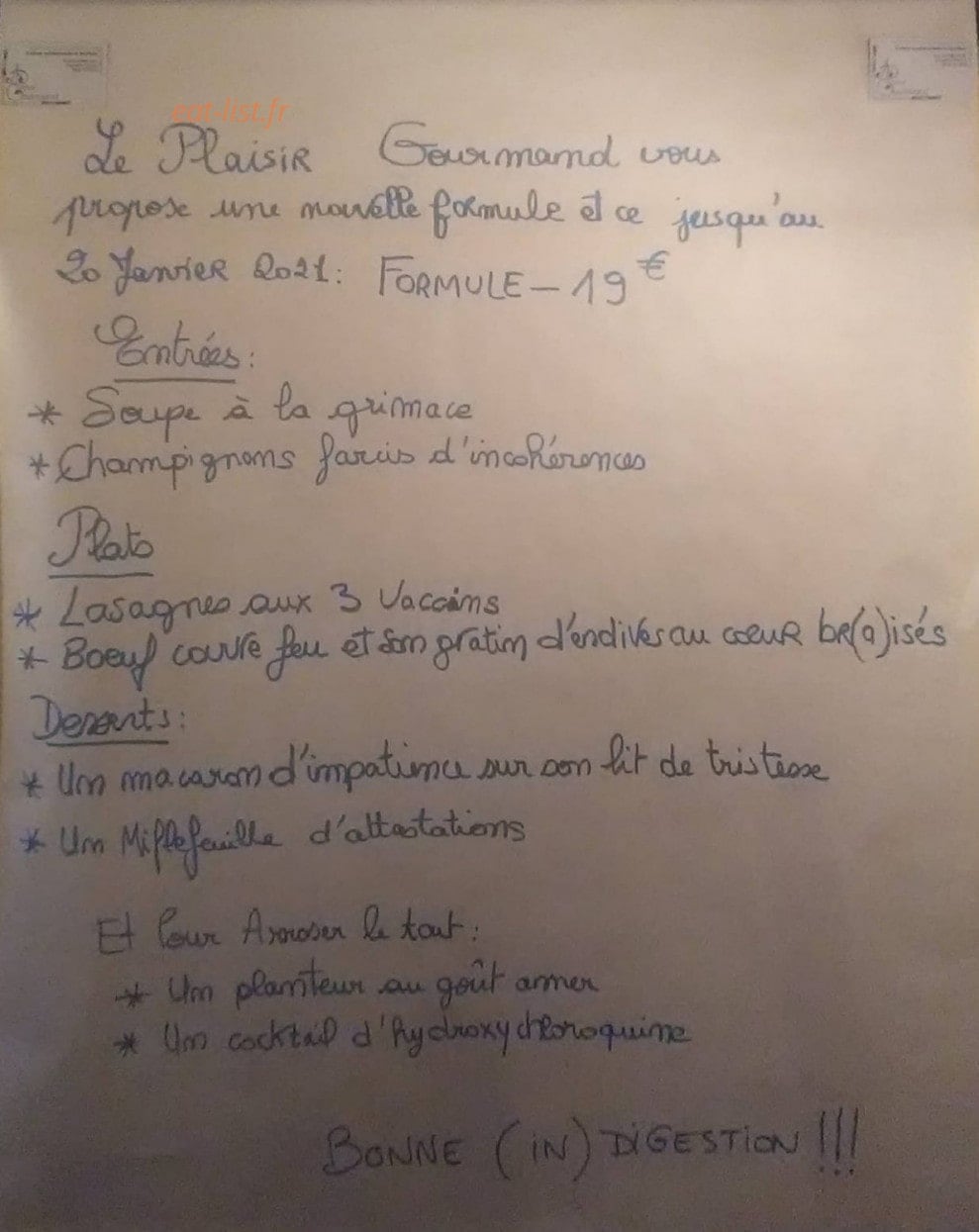 Au plaisir gourmand — carte page 1