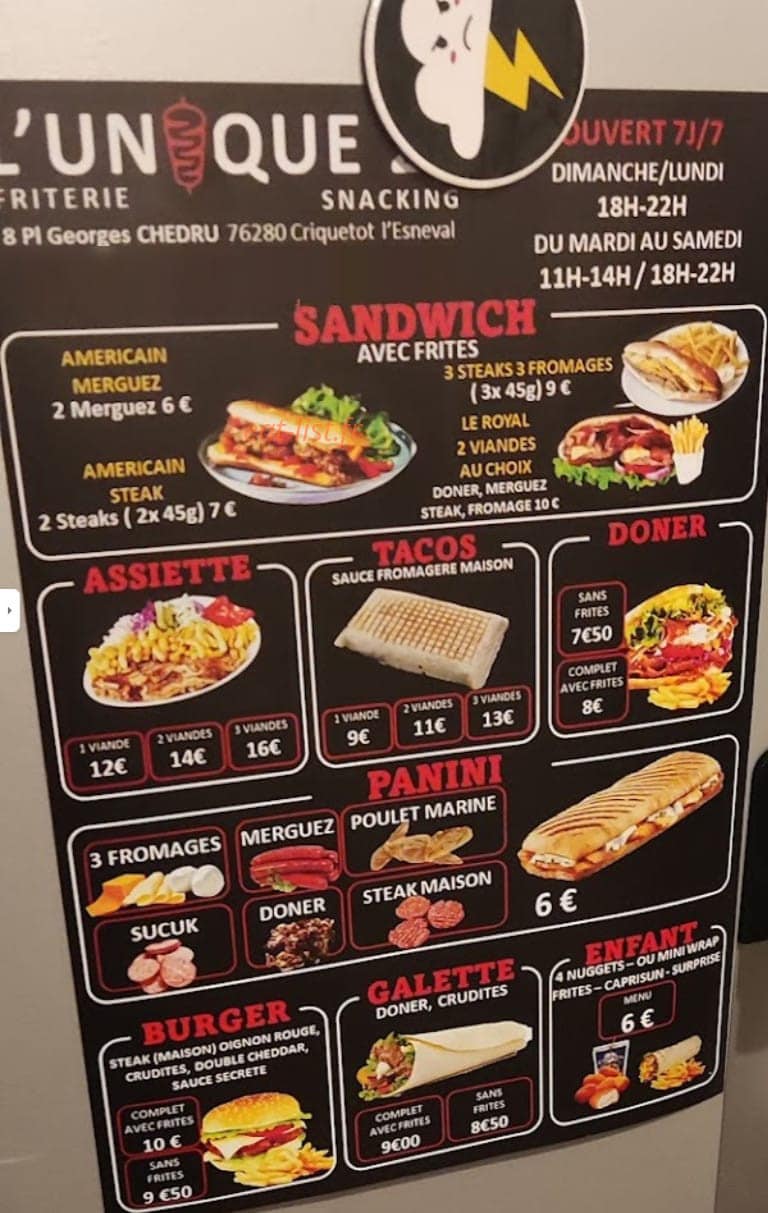 Uniq doner — carte page 1